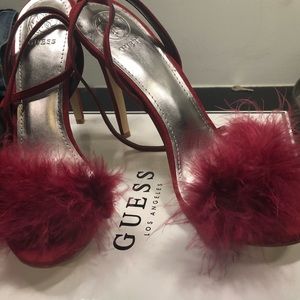 Guess Avis feather ankle strap heel